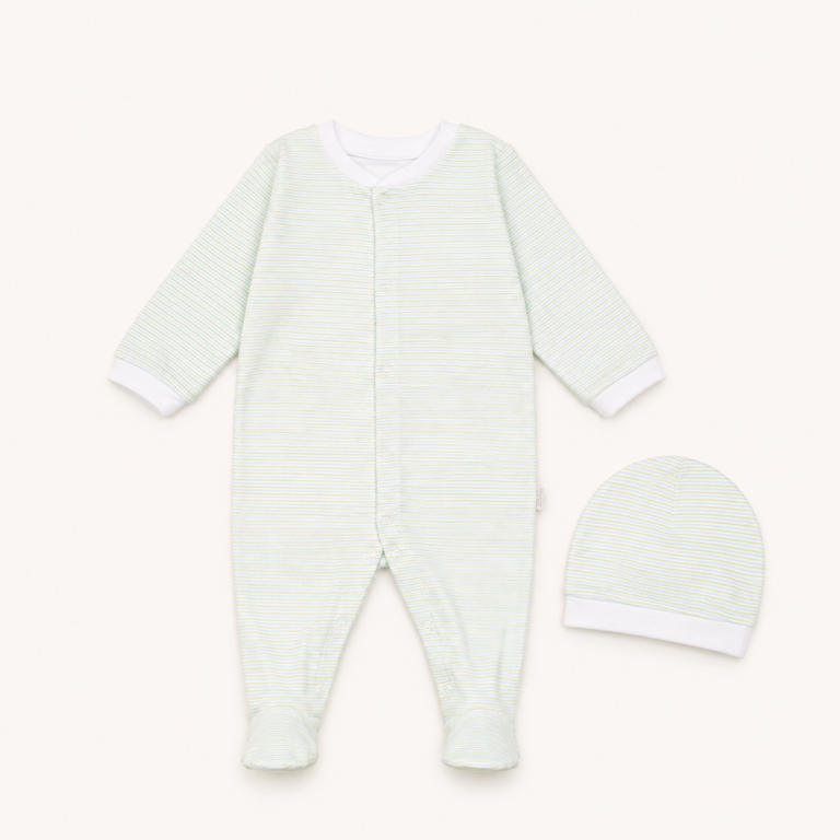 organic romper with cap