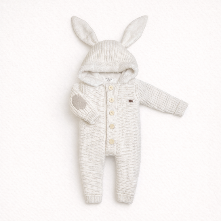 Knitted Bunny-Ear Onesie