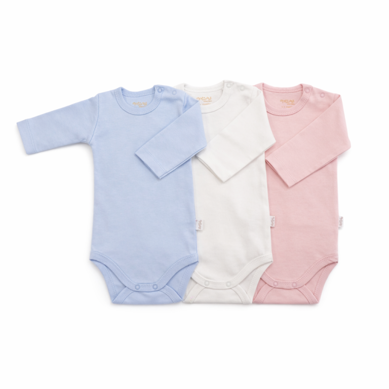 Three Organic Cotton Baby Bodysuits